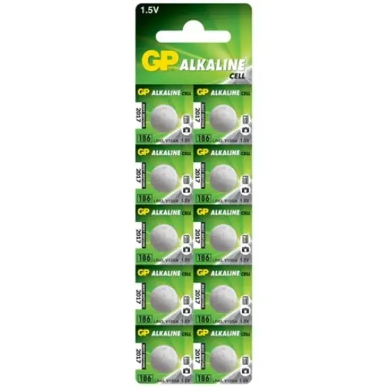 GP 186A / AG12 / LR43 / L1142 Alkáli Gombelem – Bliszteres Kiszerelés, 1,5V / 70mAh,
