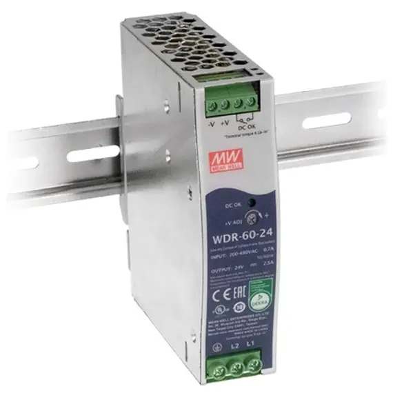 PULSAR WDR-60-12 12V 60W 5A DIN sínre szerelhető IP20 tápegység fémházas