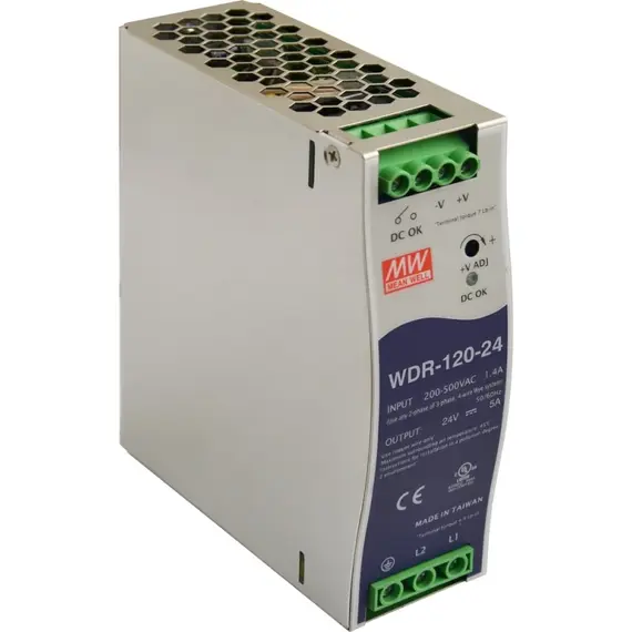 PULSAR WDR-120-24 24V 120W 5A DIN sínre szerelhető tápegység IP20 fémházas