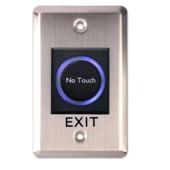 HONNOR SECURITY HS-K2A Érintésmentes infravörös ajtónyitó gomb "No Touch" és "EXIT" felirattal, NO/NC/COM  115x70x25mm
