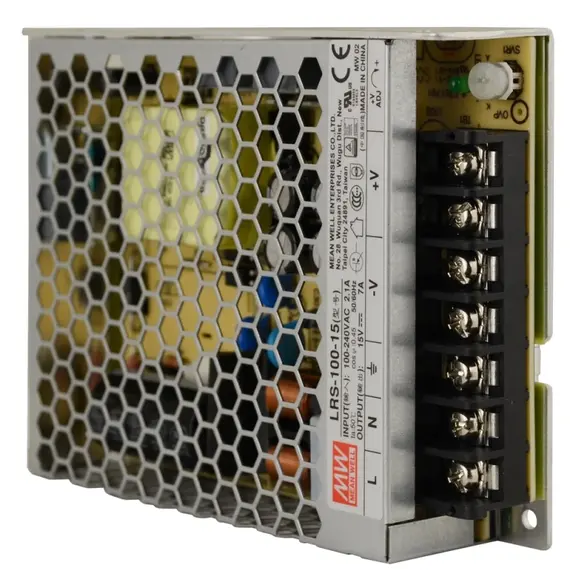 PULSAR LRS-100-15 100 W 15 V DC 7 A IP20 zárt tápegység fémházas 159x97x30 mm