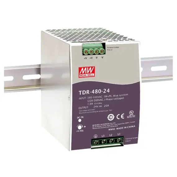 PULSAR TDR-480-24 24V 480W 20A DIN sínre szerelhető tápegység IP20 fémházas