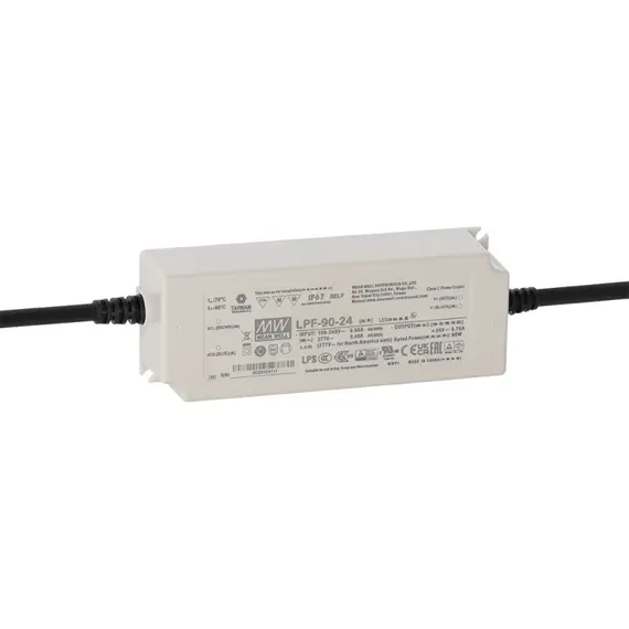 PULSAR LPF-90-24 24V 90W 3.75A IP67 LED tápegység kompakt kivitel, kültéri/beltéri, fehér