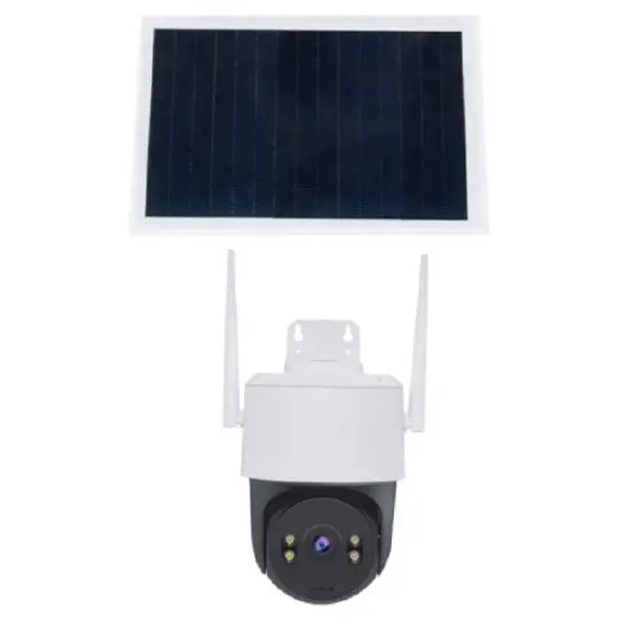 SOLLEYSEC YG-4G143AR-3MPH Camhi Pro 4G SIM AOV Solar IP Kamera 3MP 2560×1440 kültéri IP66 fehér napelemmel
