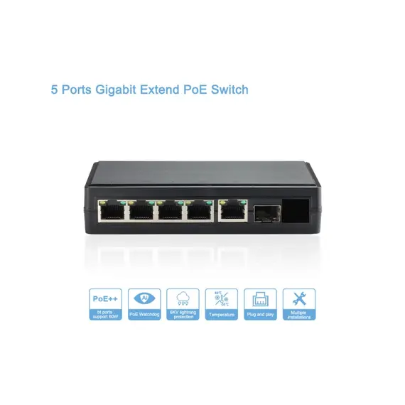 GENATA 4GE(PoE)+1GE(UP-LINK) PoE kapcsoló