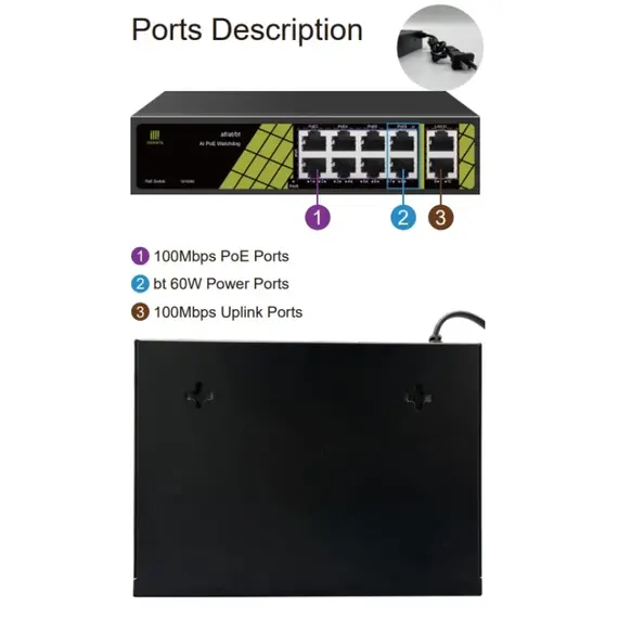 GENATA GNT-P9210EB 8FE(PoE)+2FE(UP-LINK) AI PoE Switch