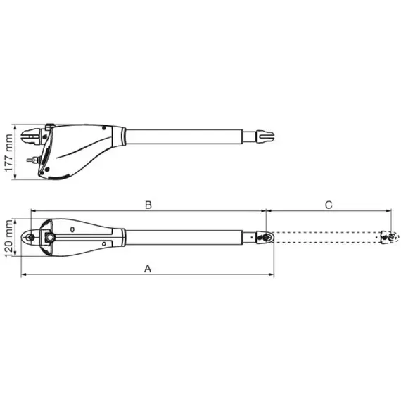 ABLE Szárnyaskapu mozgató motor 2,5 m-es kapuszárnyig, 230 V, 400 kg