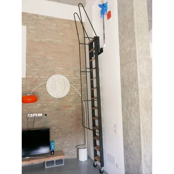 FANTOZZI MEZZANINE galéria feljáró létra ELEGANT kivitel, kapaszkodó vastagsága: 44cm, mélység: 12cm, magasság: 200/300, színek: fehér, szürke, fekete