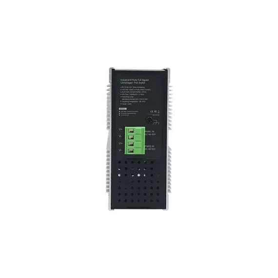 GENATA 8GE(PoE)+2SFP-DC Ipari 8 portos teljes gigabites nem menedzselt PoE Switch IP40 120W DC tápfeszültség -40°C~+75°C fémházas DIN sínre szerelhető