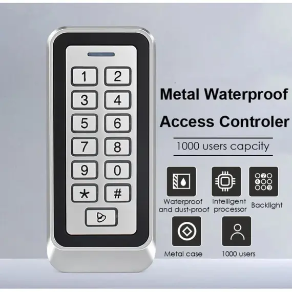 HONNOR SECURITY HS-208C-EMW-OUTDOOR Kültéri, Vízálló, Fémházas, Kódzár és EM 125Khz RFID  kártyaolvasó, önálló működésű, vandálbiztos 130×58×24 mm.