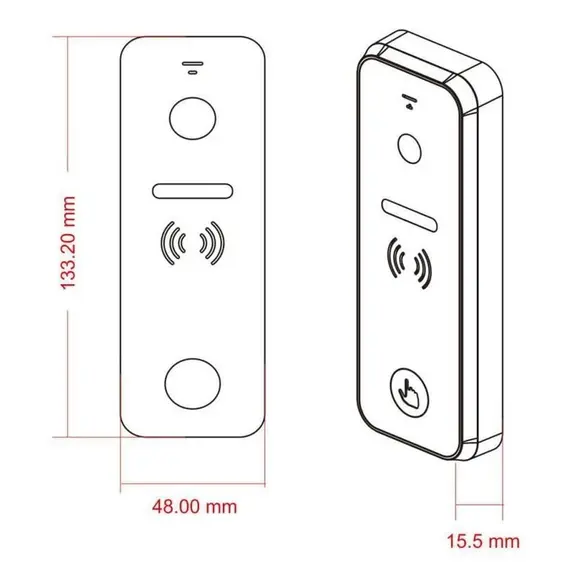 HONNOR SECURITY Kaputelefon kültéri egység 1080P CMOS kamerával, mikrofonnal, beléptetéssel, IP66 védelem