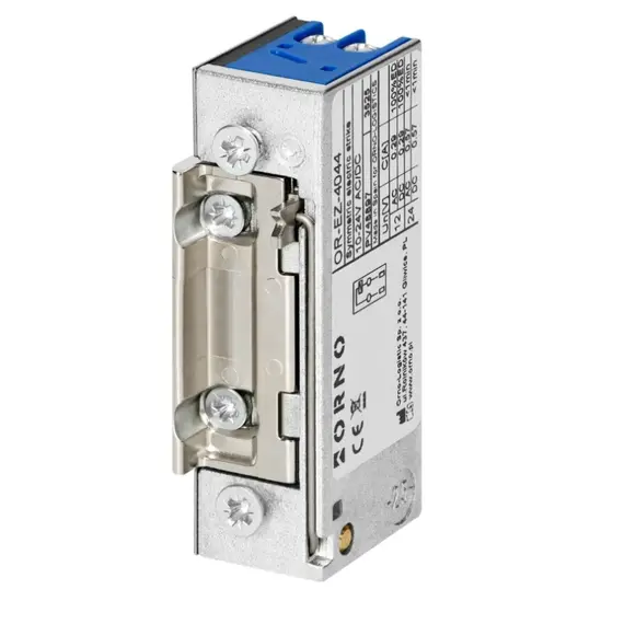 ORNO Elektromos zárfogadó, szimmetrikus. Kiakasztható, kisáramú tekerccsel, 10V-24V AC/DC, 280mA/12VDC - 250mA/12VAC, 71x20,1x28mm