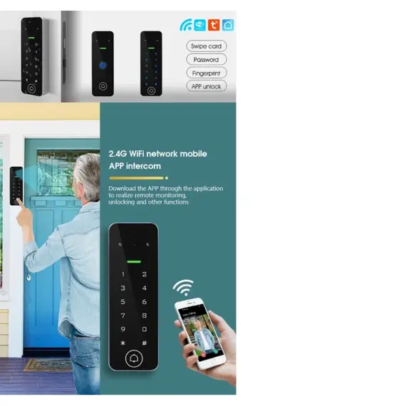 HONNOR SECURITY Vízálló, video-kaputelefonos beléptetésvezérlő (wi-fi-s TUYA alkalmazás), (125khz) proxy, csengőfunkció