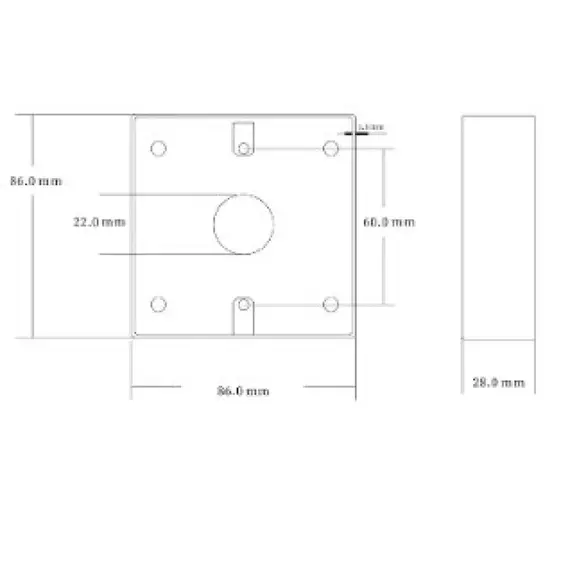 HONNOR SECURITY HS-M86 Fém szerelődoboz, szabványos kialakítás, 86x86x28 mm