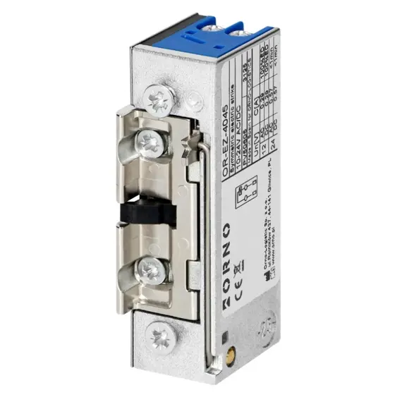 ORNO Elektromos zárfogadó, szimmetrikus. Kiakasztható, memóriás kisáramú tekerccsel, 10V-24V AC/DC, 280mA/12VDC - 250mA/12VAC, 71x20,1x28mm