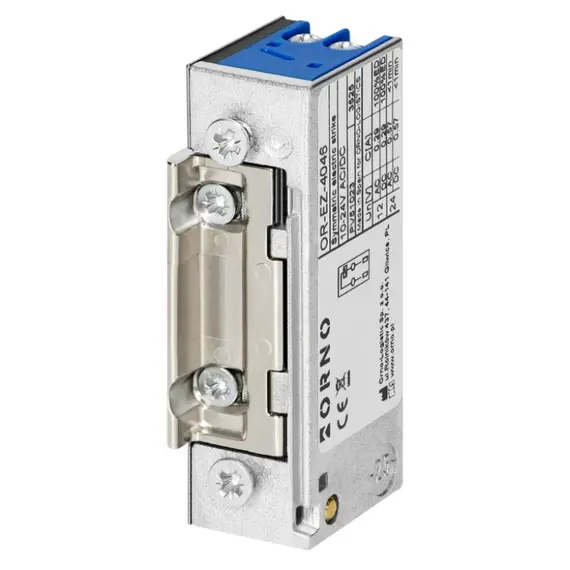 ORNO Elektromos zárfogadó, szimmetrikus. Kisáramú tekerccsel, 10V-24V AC/DC, 280mA/12VDC - 250mA/12VAC, 71x20,1x28mm