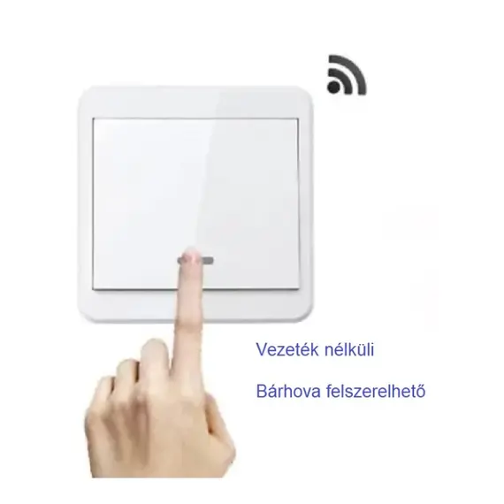 TIGERMAT TM-YET-2166-1 – Vezeték Nélküli 433,92 MHz-es Fali Kapcsoló és Távirányító (1 gombos), fix saját generált kódos