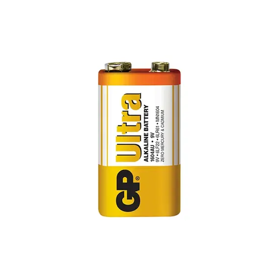 GP 6LR61 Ultra Alkáli 9V Elem 550mAh IP20 Fóliás Professzionális, MN1604 / 6LF22 / 6LR61 / 6LP3146