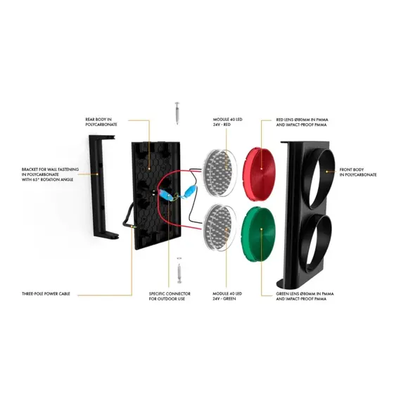 TIGERMAT Stagnoli ASFERA80 – Kompakt, függőleges LED-es jelzőlámpa (Ø80 mm, 24V)