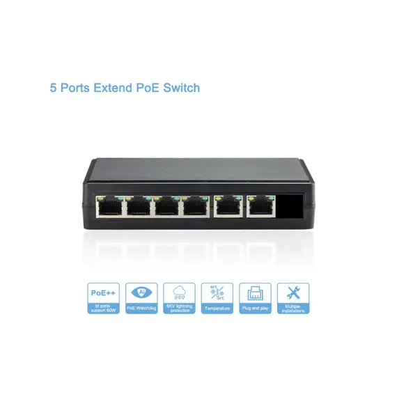 GENATA GNT-69P62E6 6 portos PoE Switch, Extender