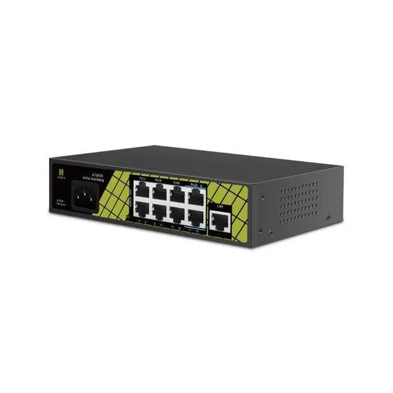 GENATA GNT-P9109EA PoE - 9 portos PoE switch Switch 8FE(PoE)+1FE(UP-LINK) teljesen fém(acél/alumínium) ház