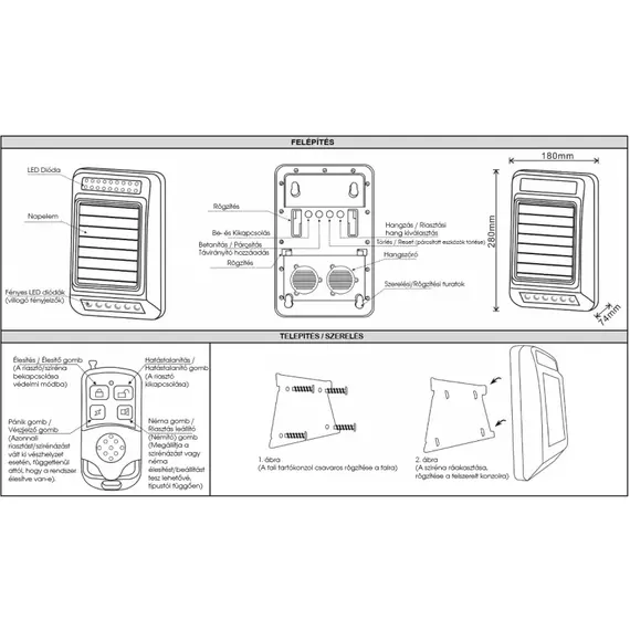 ORNO OR-AB-HS-3006SZ – Vezeték nélküli, napelemes kültéri sziréna