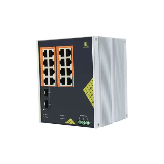 GENATA Ipari 16 portos, Full Gigabites, nem felügyelt PoE Switch