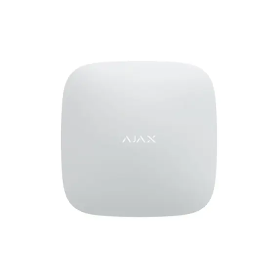 AJAX SYSTEMS Ajax Hub vezeték nélküli riasztóközpont (HUB) beépített LAN és GSM / GPRS kommunikátorral, 100 vezetéknélküli eszköz, 9 partíció, 10 IP kamera és 50 felhasználó kezelése. Beépített akkumulátor, fekete