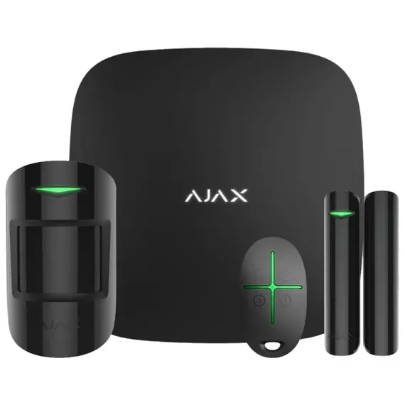 AJAX SYSTEMS Ajax StarterKit Black: 1 db AJAX HUB, 1 db MotionProtect, 1 db DoorProtect, 1 db SpaceControl, fekete