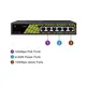GENATA GNT-ES06ED-P – 6 portos Intelligens AI PoE Switch (65W). 3 db 10/100M PoE port + 1 db 10/100M bt 60W PoE port + 2 db 10/100M Uplink port